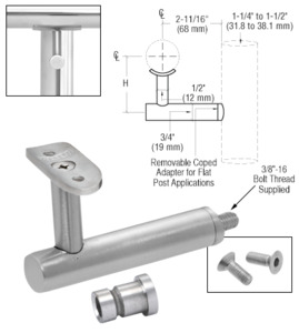 CRL 316 Brushed Stainless Long Arm Malibu Series Post Mounted Hand Rail Bracket