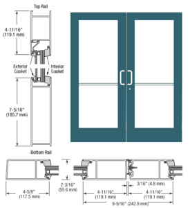 CRL-U.S. Aluminum Custom KYNAR® Paint IG600 Series Custom Pair StormFront™ Gear Hinged Entrance for Surface Closer