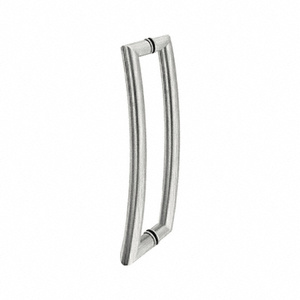 CRL Brushed Stainless Glass Mounted Curved Tubular Back-to-Back Pull Handle - 12" (305 mm)