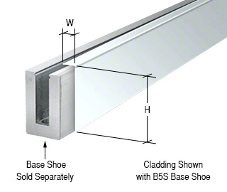 CRL Polished Stainless 120" Cladding for B5S Series Standard Square Aluminum Base Shoe