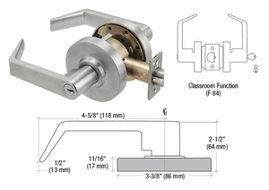 CRL Brushed Chrome Grade 1 Classroom Lever Locksets - 7-Pin SFIC