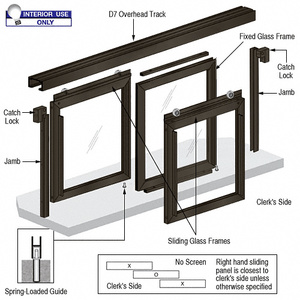 CRL Duranodic Bronze Anodized Horizontal Sliding Arlene Model Pass-Thru Assembly with D7 Overhead Track - No Screen