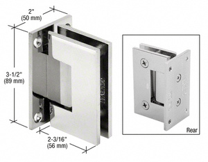 CRL Polished Chrome Geneva 537 Series Wall Mount Full Back Plate Standard Hinge With 5 Degree Offset