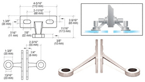 CRL Polished Stainless Double Arm Wall/Fin Mounted Fitting