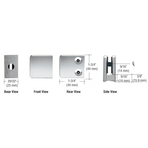 CRL Chrome Z-Series Small Square Glass Clamp for 1/4" and 5/16" Glass