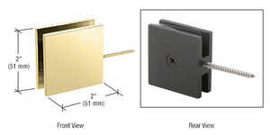 CRL Polished Brass Square Wall Mount Movable Transom Clamp