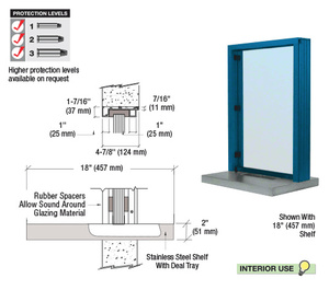 CRL Powder Painted (Specify) Aluminum Standard Inset Frame Interior Glazed Exchange Window with 18" Shelf and Deal Tray