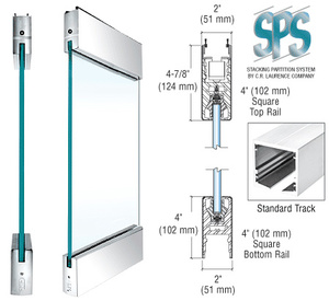 CRL Polished Stainless Type 1 Standard SPS with 4" Square Rails Top and Bottom