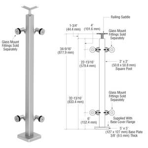 CRL 316 Brushed Stainless Custom P1 Series 90 Degree Corner Post Railing Kit