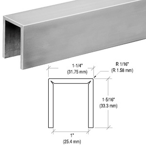 CRL Brushed Stainless Crisp Corner 11 Gauge Cap Railing for 3/4" Glass - 120"