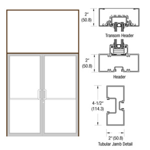 CRL-U.S. Aluminum Custom Size Dark Bronze/Black Anodized Class 1 Series 451 Tubular Butt Hinge Transom Frame Complete (2FT)
