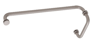 CRL Satin Nickel 6" Pull Handle and 18" Towel Bar BM Series Combination With Metal Washers