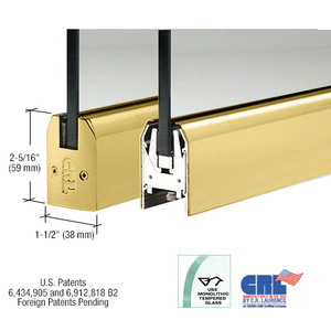 CRL Polished Brass 3/8" Glass Low Profile Tapered Door Rail Without Lock - 35-3/4" Length
