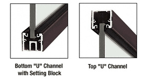 CRL Black Bronze Anodized Custom Length U-Channel with Roll-In Top Load Gasket
