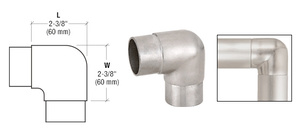 CRL Brushed Stainless Sharp Radius 90 Degree Corner for 2" Tubing