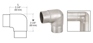 CRL Coude saillant arrondi pour tube de 51 mm (2 po), 90º, acier inoxydable brossé