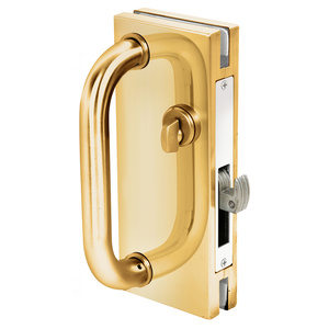 CRL Polished Brass 4" x 10" Non-Handed Center Lock With Hook Throw Deadlock Latch