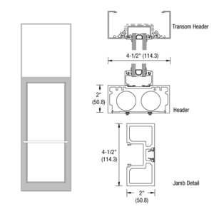 CRL-U.S. Aluminum Clear Anodized Class 1 40" x 126" Series DF800 Tubular Center Hung Transom Frame Complete (1FT)