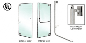 CRL-Blumcraft® Polished Stainless Left Hand Reverse Glass Mount Retainer Plate "Z" Exterior, Top Securing Panic Handle