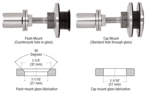 CRL 316 Polished Stainless Steel Swivel Combination Fastener for 3/8" to 1/2" Tempered Glass