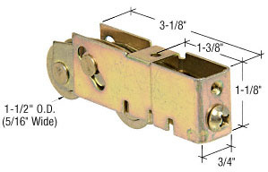 CRL 1-1/2" Tandem Steel Ball Bearing Sliding Glass Door Roller with 3/4" Wide Housing