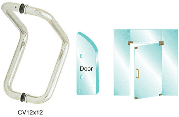 CRL Brushed Stainless 12" Glass Mounted Back-to-Back Elbow Style Pull Handle
