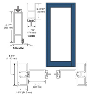 CRL-U.S. Aluminum Custom KYNAR® Paint Blank Single Series 800 Durafront Medium Stile Center Hung Entrance Door- No Prep
