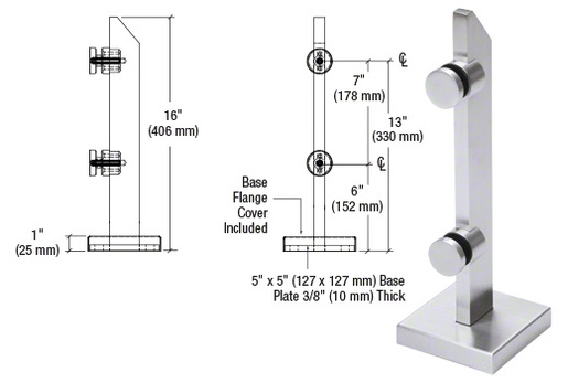 CRL 316 Brushed Stainless Point Supported Mini Post