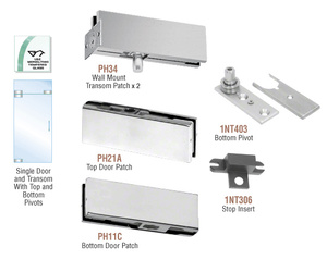 CRL Brushed Stainless European Patch Door Kit for Use with Fixed Transom - Without Lock