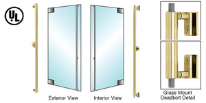 CRL-Blumcraft® Satin Brass Left Hand Reverse Glass Mount 'F' Exterior Top and Bottom Secured Deadbolt Handle With Cylinder Outside and Thumbturn Inside