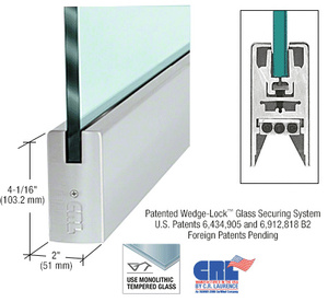 CRL Brushed Stainless 1/2" Glass 4" Square Door Rail Without Lock - 35-3/4" Length