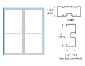 CRL-U.S. Aluminum Bronze Black Anodized Double Door Frame 75-1/2" x 85-3/4" 400 Series Single Acting Up and Over Frame