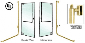 CRL-Blumcraft® Satin Brass Left Hand Reverse Glass Mount Keyed Access "D" Exterior, Top Securing Panic Handle