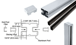  CRL Mill AWS 2" x 2-5/8" Rectangular 180 Degree 60" Center Post Kit