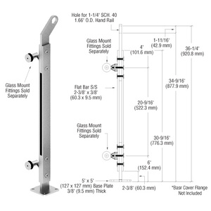 CRL Brushed Stainless 36" P2 Series Right Hand End Post Railing Kit