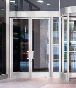CRL Balancer™ Satin Anodized Aluminum Medium Stile Door for 1" Glazing; 3-11/32" Top Rail; 9-1/2" Bottom Rail; Concealed Hinge Tube Double Doors with Lock