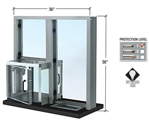 CRL Satin Anodized 36" W x 36" H Bullet Resistant Combination Exchange Window With Clear Package Receiver Protection Level 1