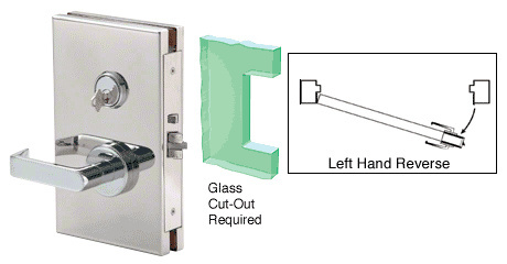 CRL Polished Stainless 6" x 10" LHR Center Lock With Deadlatch in Storeroom Function