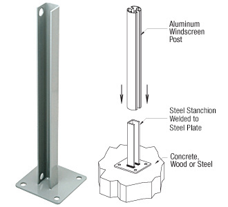 CRL Agate Gray AWS Steel Stanchion for 135 Degree Rectangular Center Posts