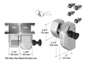 CRL 316 Polished Stainless Steel PullBolt™ Security Face Mount Lock