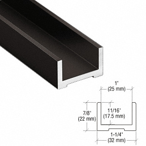 CRL-Blumcraft® Black Bronze Anodized Wet Glaze U-Channel for 3/4" (19 mm) Glass 240"