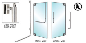 CRL-Blumcraft® Brushed Stainless Right Hand Reverse Glass Mount Retainer Plate 'H' Exterior, Top Securing Panic Handle