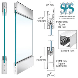 CRL Polished Stainless Type 1 Standard SPS with 4" Square Rail on the Top and 6" Square Rail on the Bottom