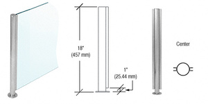 CRL Brushed Stainless 18" x 1" SBPP08 Slimline Series Round Center Partition Post