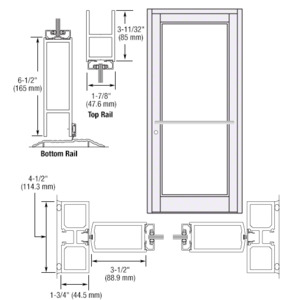 CRL-U.S. Aluminum White KYNAR® Paint Custom Single Series 800 Durafront Medium Stile Center Pivot Entrance Door for Overhead Concealed Door Closer