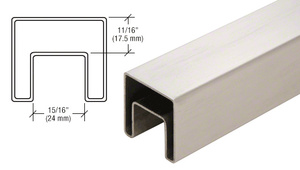 CRL 316 Brushed Stainless 1-1/2" Square Roll Formed Cap Rail - 19'-8"