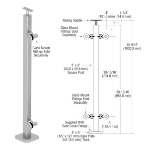 CRL 316 Brushed Stainless Custom P1 Series End Post Railing Kit