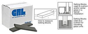 CRL 1/8" x 3/4" x 4" Neoprene Setting Blocks - 80 Durometer