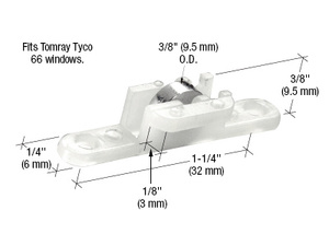 CRL 3/8" Steel Sliding Window Roller for Tomray Tyco 66 Windows