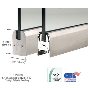 CRL Brushed Stainless 3/8" Glass Low Profile Tapered Door Rail Without Lock - 35-3/4" Length